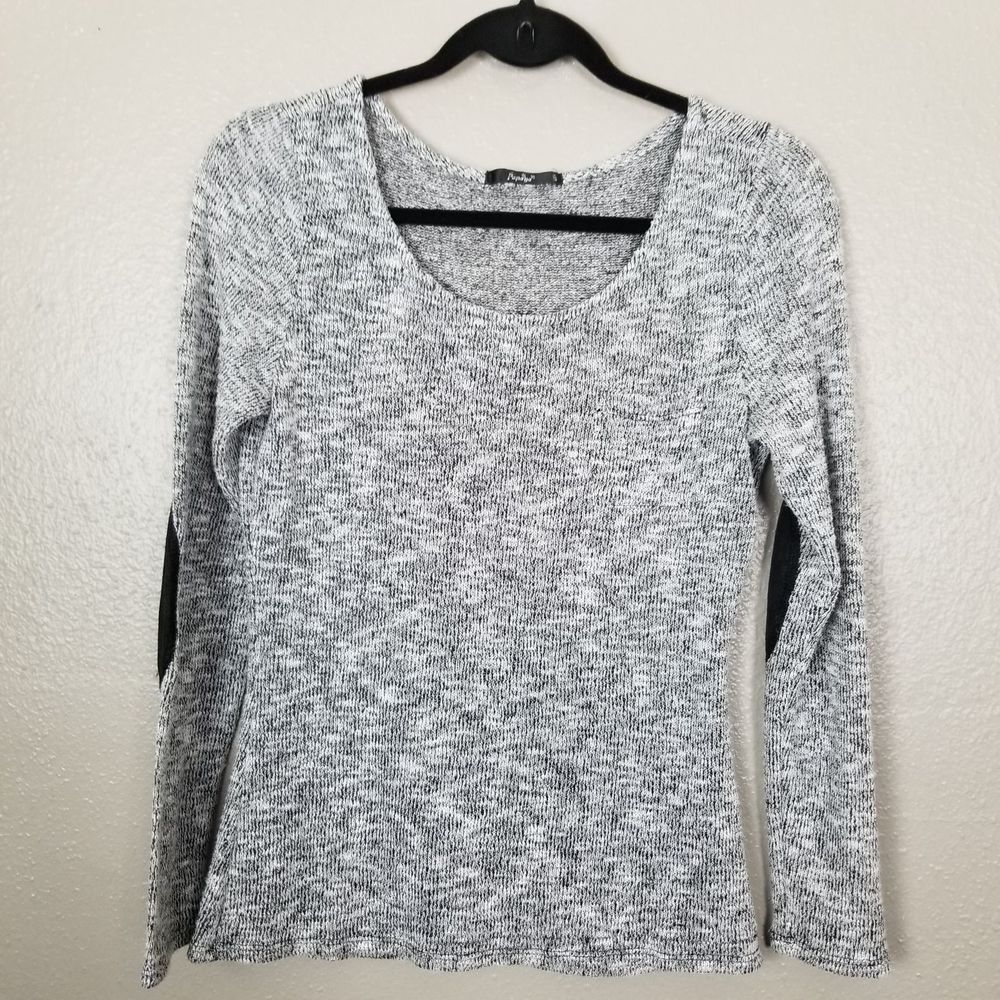 Papaya Gray Long Sleeve Sweater Elbow Patches S